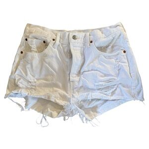 Levi's White Distressed Jean Shorts